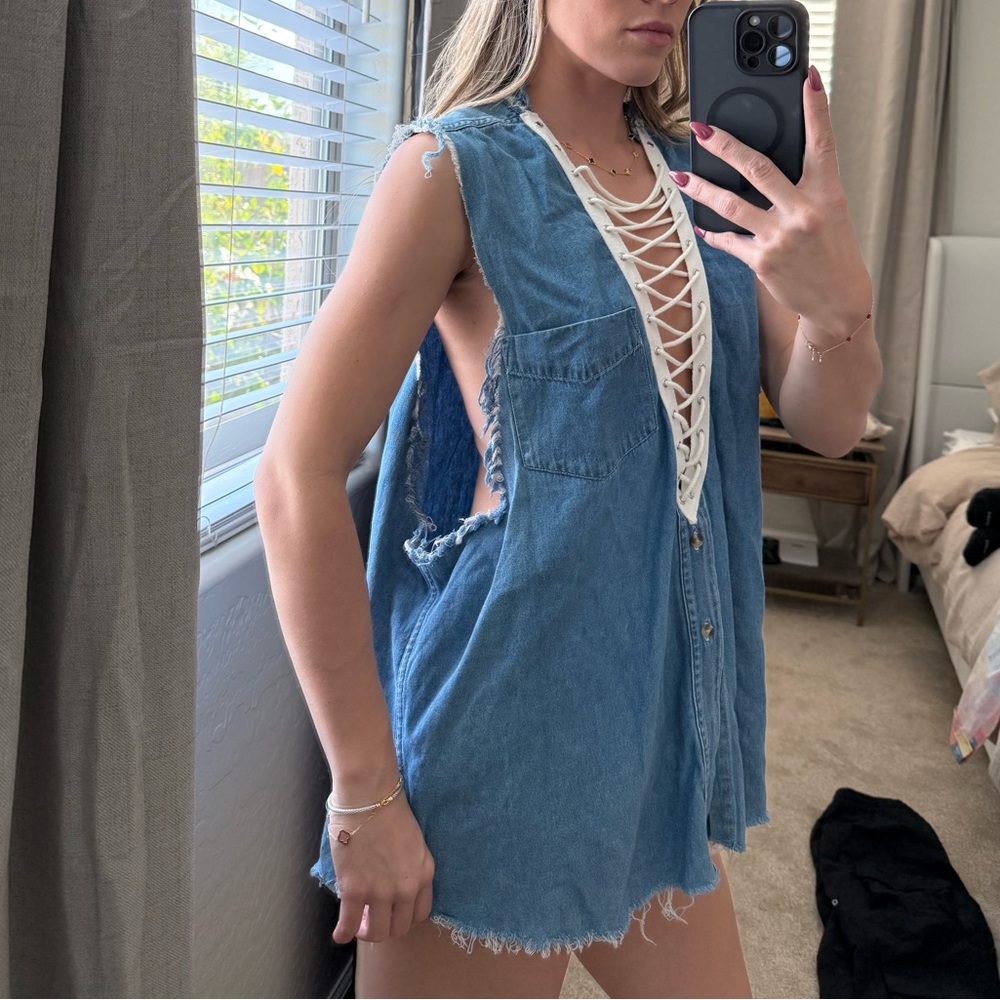 LF vintage Furst of a Kind Denim Tank Top